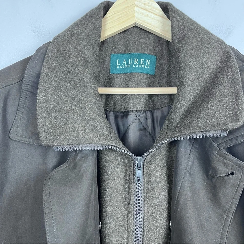 Lauren Ralph Lauren Men 's Size 42R Brown Overcoat Trench Coat Removable Liner